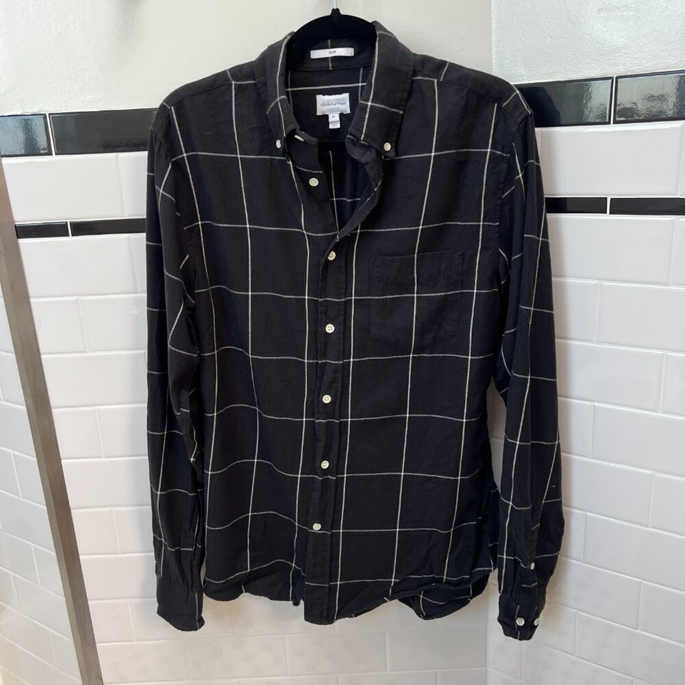 *EUC* Gant Plaid Button Down Shirt - Black - Size Medium